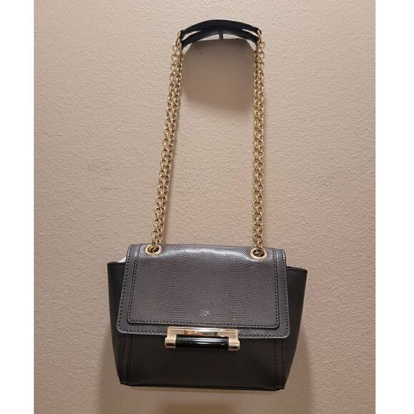 Diane Von Furstenberg Gray Leather Chain Shoulder Crossbody Handbag - Picture 1 of 9